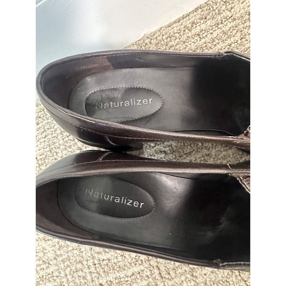 Naturalizer Brown Leather Block Heel Loafers Dark Academia Y2K Women's Size 7 M - Picture 5 of 7